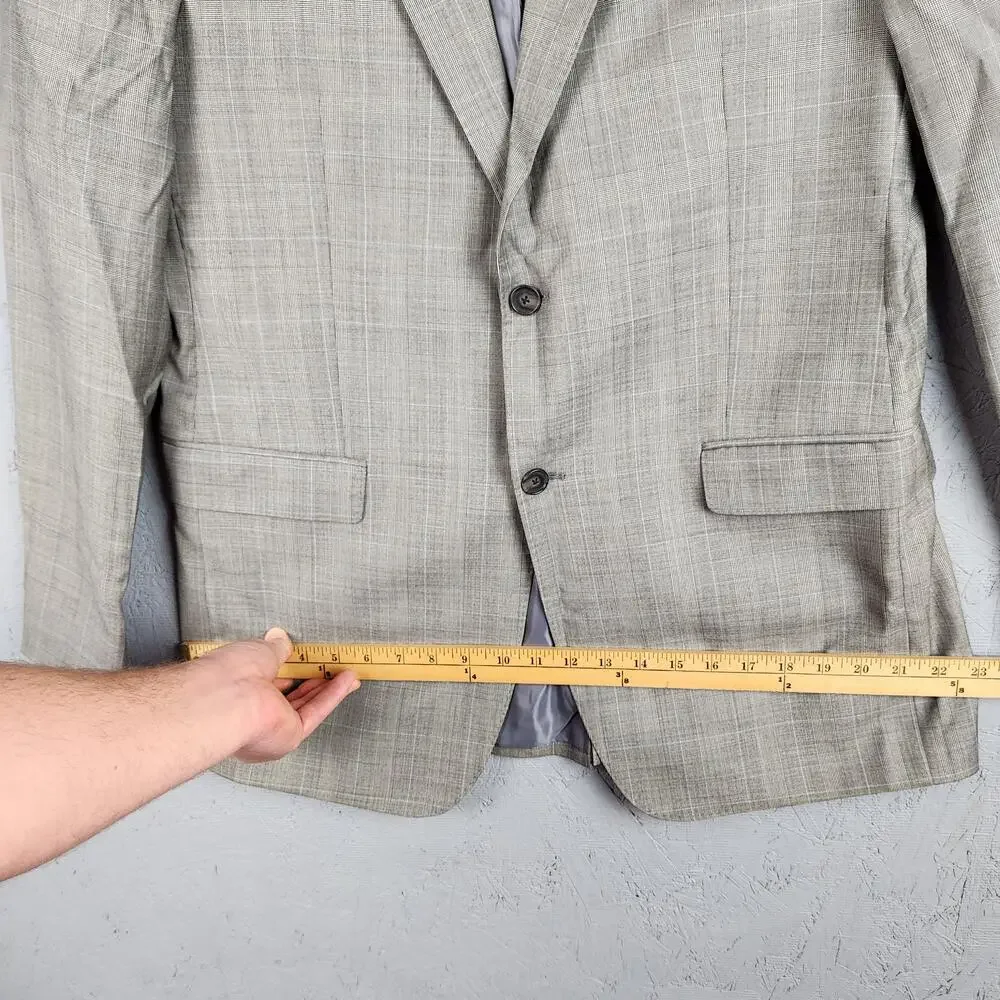 Lauren Ralph Lauren Blazer Mens 42L Gray Glen Plaid Slim Fit Wool Sport Coat
